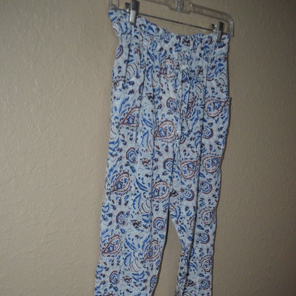 NWT $189 Sz XS Xirena Tayler Blue White Mosaic Drawstring Casual Comfy Pants - Picture 5 of 9